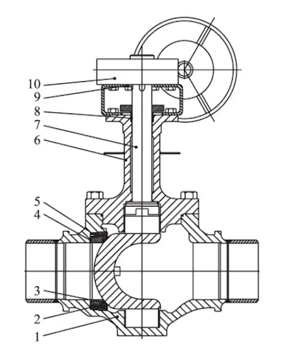 Top-mounted eccentric hemispherical ball valve